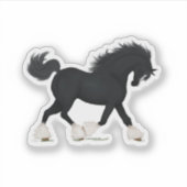 Sticker Cheval Trotting noir avec lame (Devant)