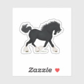 Sticker Cheval Trotting noir avec lame (Feuille)