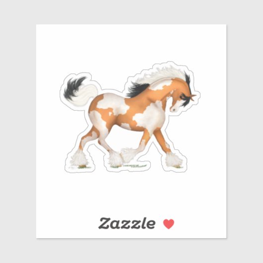 Sticker Cheval Tzigane Pinto d'or sur l'équestre (Feuille)