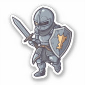 Sticker Chevalier avec épée et bouclier (Devant)