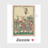 Sticker Chevalier Chargement, Manesse de Codex du XIVe siè (Feuille)