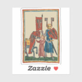 Sticker Chevalier et écureuil, Art médiéval du XIVe siècle (Feuille)