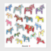 Sticker Chevaux Dala multicolores (Feuille)