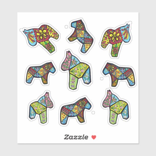 Sticker Chevaux Dala Patchwork (Feuille)