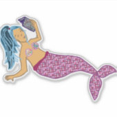 Sticker Cheveux Bleu, Couvercle Rose Lecture (Devant)