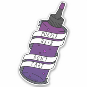Sticker Cheveux pourpres ne se soucient pas mignon Bouteil