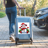 Sticker Cheveux Snowman Habillé En Rouge Avec Casquette (Valise Insitu)
