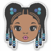 Sticker Cheveux tressés pour une fille noire (Devant)