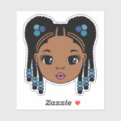 Sticker Cheveux tressés pour une fille noire (Feuille)