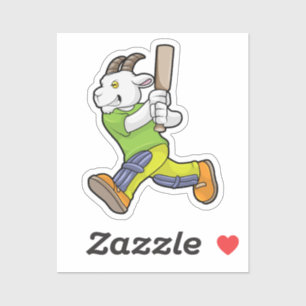 Sticker Chèvre comme Batsman avec chauve-souris de cricket