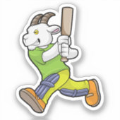 Sticker Chèvre comme Batsman avec chauve-souris de cricket (Recto)