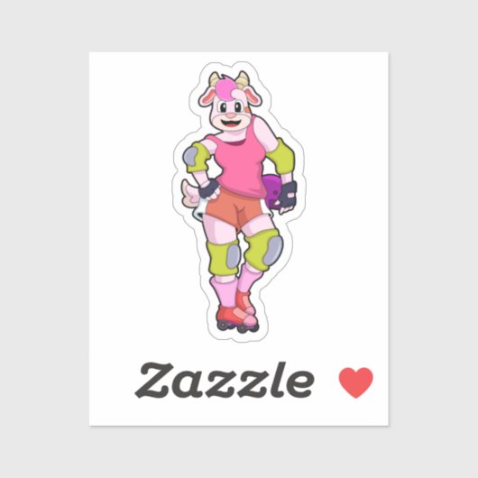 Sticker Chèvre comme Patinage en ligne avec Patins en lign (Feuille)