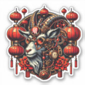 Sticker Chèvre du Nouvel An Chinois Steampunk (Devant)