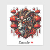 Sticker Chèvre du Nouvel An Chinois Steampunk (Feuille)