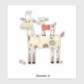 Sticker Chèvre mignonne et enfant (Feuille)