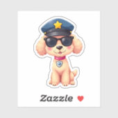 Sticker Chibi Anime Police Poodle Chien (Feuille)