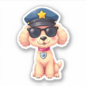 Sticker Chibi Anime Police Poodle Chien (Devant)