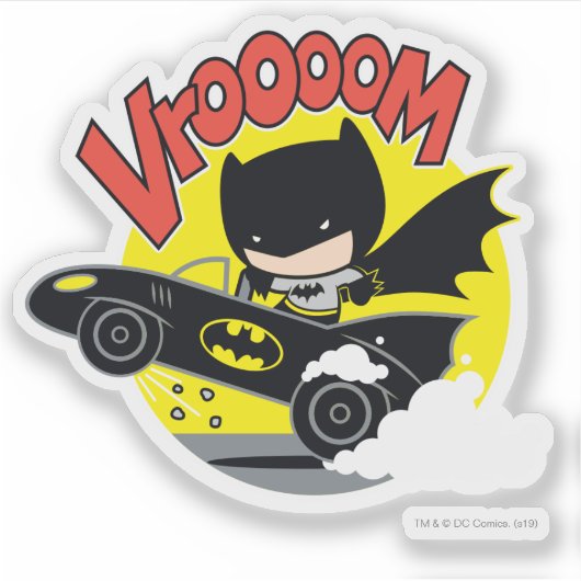 Sticker Chibi Batman Dans Le Batmobile (Devant)