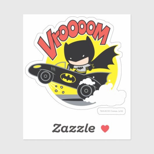 Sticker Chibi Batman Dans Le Batmobile (Feuille)