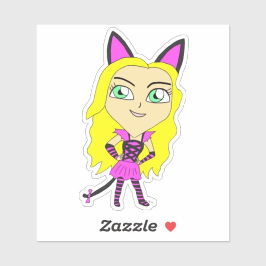 Sticker chibi catgirl (Feuille)