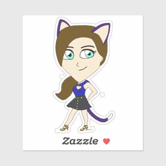 Sticker chibi catgirl (Feuille)