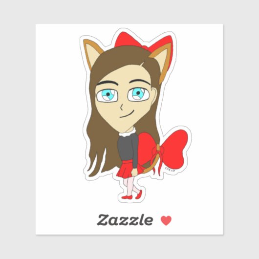 Sticker chibi catgirl (Feuille)