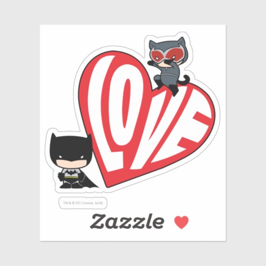 Sticker Chibi Catwoman rebondit sur Batman (Feuille)