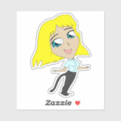 Sticker chibi fille avec une queue (Feuille)