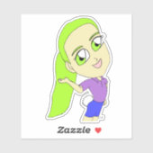 Sticker chibi fille avec une queue de lapin (Feuille)
