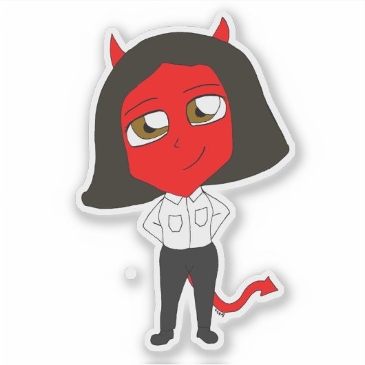 Sticker chibi fille diable (Devant)