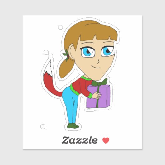 Sticker chibi foxy fille (Feuille)