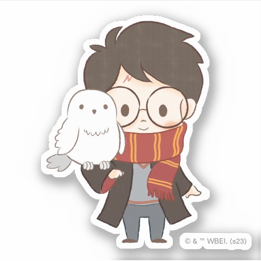 Sticker Chibi HARRY POTTER™ & Hedwig (Devant)