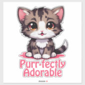 Sticker Chibi Kawaii Kitten Purr parfaitement adorable en (Feuille)