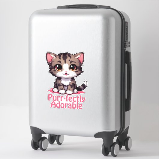 Sticker Chibi Kawaii Kitten Purr parfaitement adorable en (Sur valise)