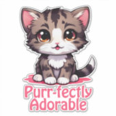 Sticker Chibi Kawaii Kitten Purr parfaitement adorable en (Devant)
