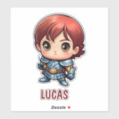 Sticker Chibi Knight Personalized Kids Cut Viny (Feuille)