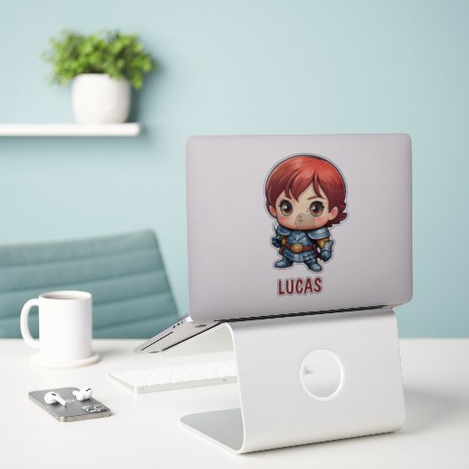 Sticker Chibi Knight Personalized Kids Cut Viny (Ordinateur portable sur le bureau)