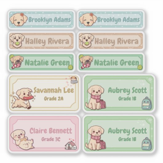 Sticker Chibi Labrador Name Labels (Devant)