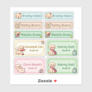 Sticker Chibi Labrador Name Labels