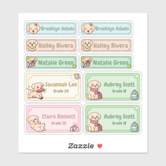 Sticker Chibi Labrador Name Labels (Feuille)
