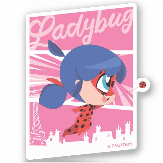 Sticker Chibi Ladybug à Paris (Devant)