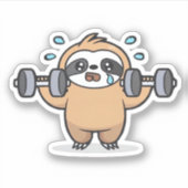Sticker Chibi Sloth Gym Échec - Cute Kawaii Drôle Entraîne (Devant)