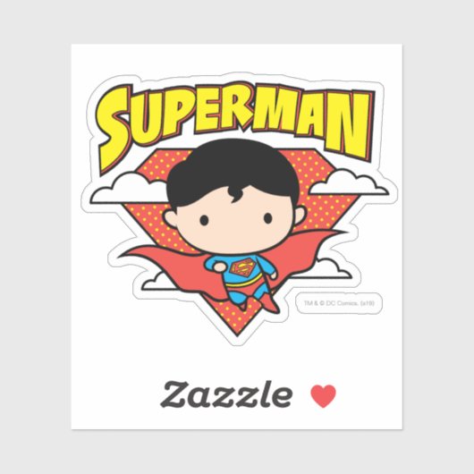 Sticker Chibi Superman Polka Dot Shield et nom (Feuille)