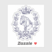 Sticker Chic Cheval Bleu Couronne Laurel Bow (Feuille)