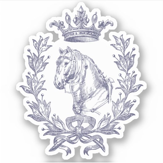 Sticker Chic Cheval Bleu Couronne Laurel Bow (Devant)
