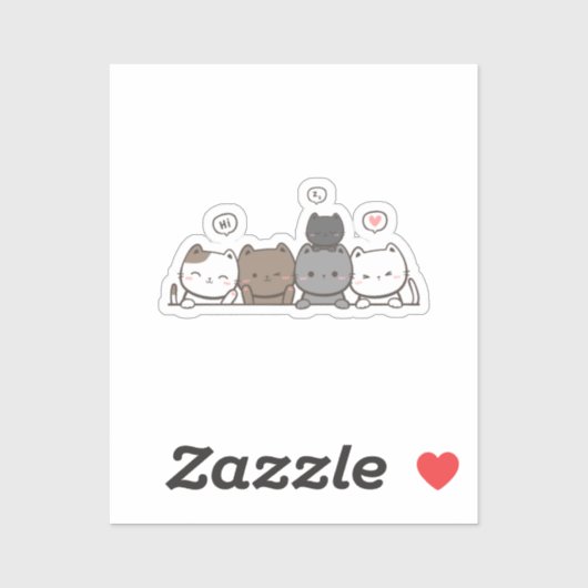 Sticker Chic Kawaii Cat - Objets Correspondants Di (Feuille)