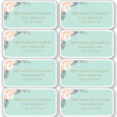 Sticker Chic Mint Green Peach Floral Mariage Adresse d'inv (Devant)