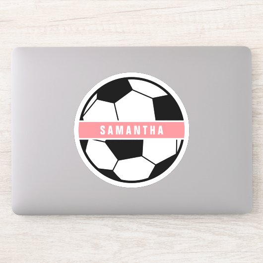 Sticker Chic moderne balle de soccer Girl Sport rose Monog (Ordinateur)