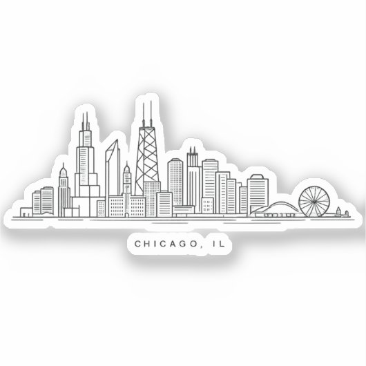 Sticker Chicago IL Cityscape Illustration (Recto)