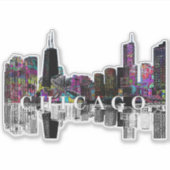 Sticker Chicago, Illinois skyline en graffiti (Devant)